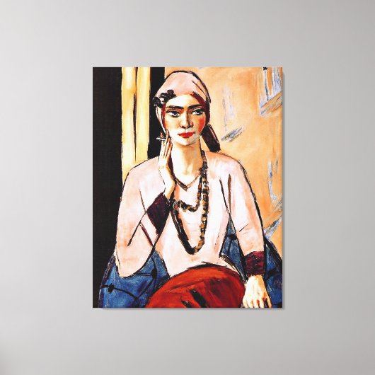 Max Beckmann schilderij, Quappi in Roze Canvas Afdruk (Voorkant)