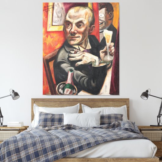 Max Beckmann - Self-Portrait with Champagne Canvas Afdruk (Insitu (Slaapkamer))