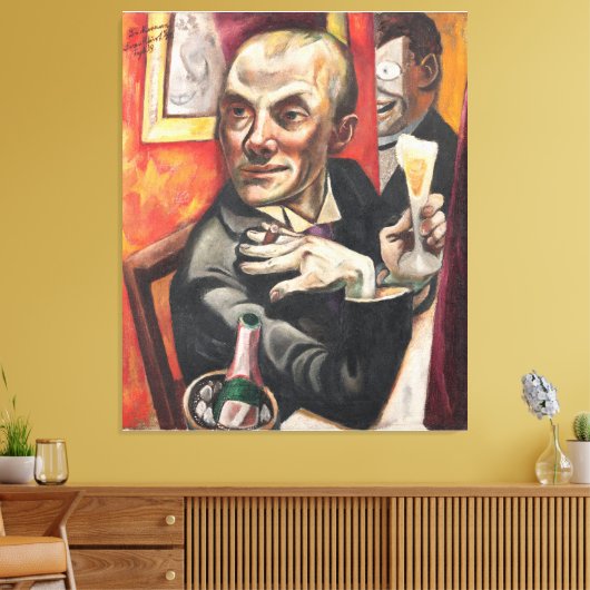 Max Beckmann - Self-Portrait with Champagne Canvas Afdruk (Insitu (Woonkamer))