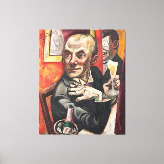 Max Beckmann - Self-Portrait with Champagne Canvas Afdruk (Voorkant)