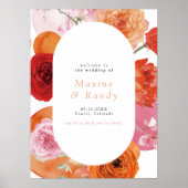 MAX Bold Fuchsia & Sinaasappel Bloemen Huwelijk We Poster (Voorkant)