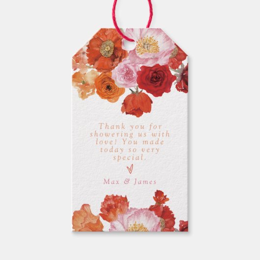 MAX Bright Floral Petals & Prosecco Bruiloftsfeest Cadeaulabel (Voorkant)