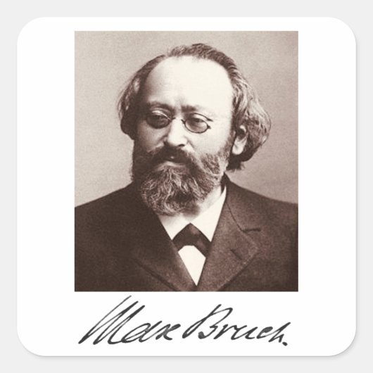 Max Bruch - handtekening Vierkante Sticker (Voorkant)