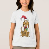 Max de Hond met de Kerstman Hoed Tri-Blend Shirt (Voorkant)