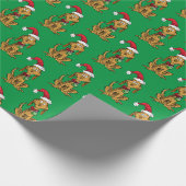 Max de hond met kerstmuts cadeaupapier (Hoek)