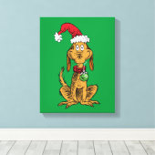 Max de hond met kerstmuts canvas afdruk (Insitu (Houten vloer))