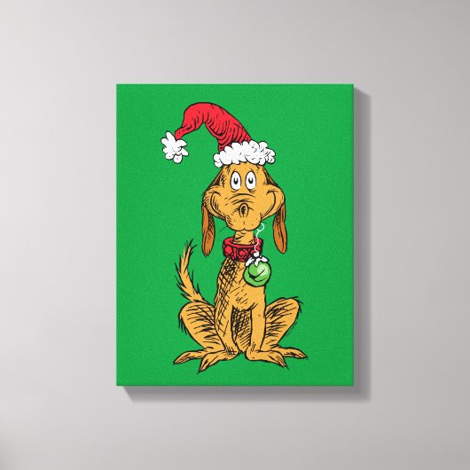 Max de hond met kerstmuts canvas afdruk (Voorkant)