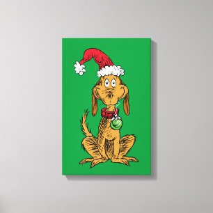 Max de hond met kerstmuts canvas afdruk