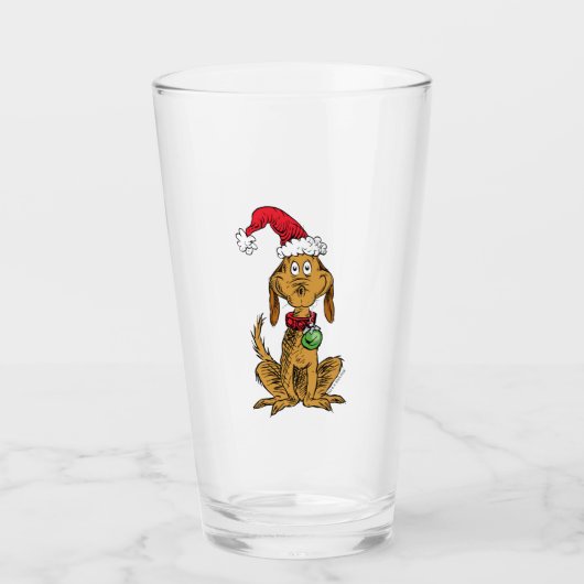 Max de hond met kerstmuts glas (Voorkant)