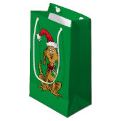 Max de hond met kerstmuts klein cadeauzakje (Voorkant Gekanteld)