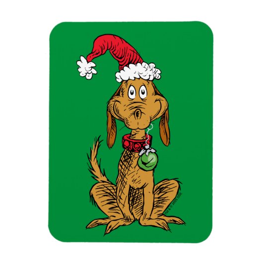 Max de hond met kerstmuts magneet (Verticaal)