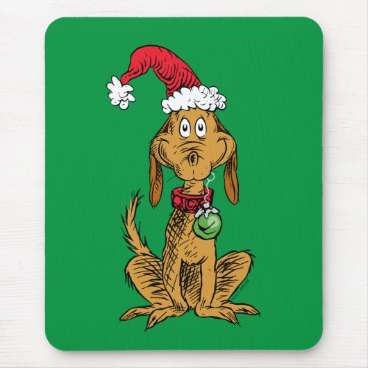 Max de hond met kerstmuts muismat (Voorkant)