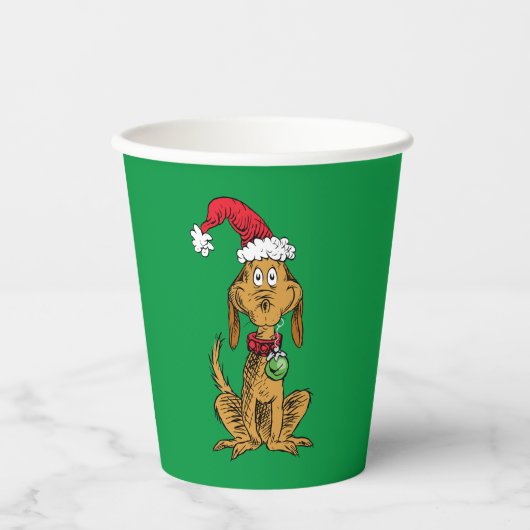 Max de hond met kerstmuts papieren bekers (Voorkant)