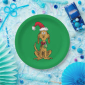 Max de hond met kerstmuts papieren bordje (Feest)