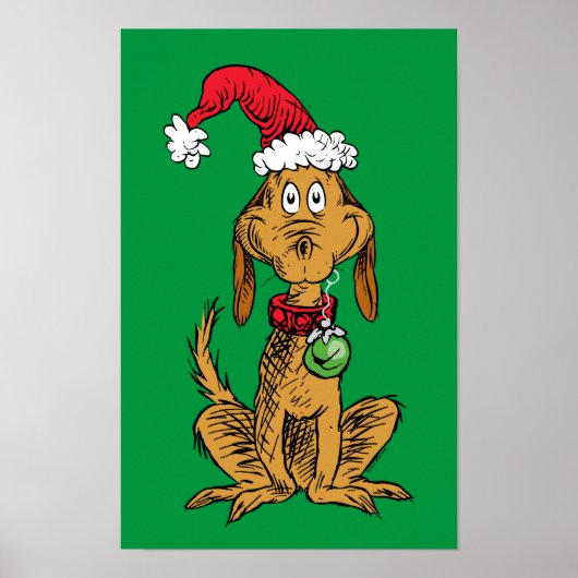 Max de hond met kerstmuts poster (Voorkant)