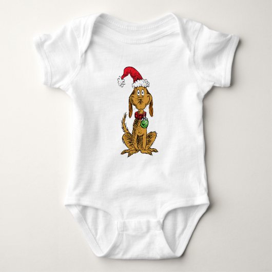 Max de hond met kerstmuts romper (Voorkant)
