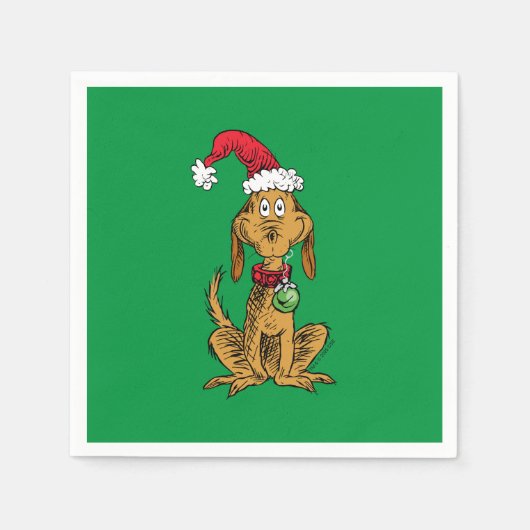 Max de hond met kerstmuts servet (Voorkant)