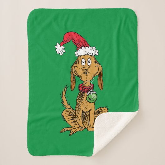 Max de hond met kerstmuts sherpa deken (Voorkant)