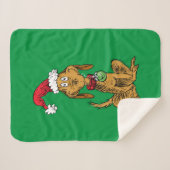 Max de hond met kerstmuts sherpa deken (Voorkant (horizontaal))