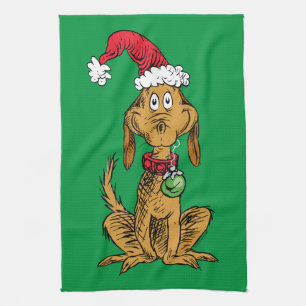 Max de hond met kerstmuts theedoek