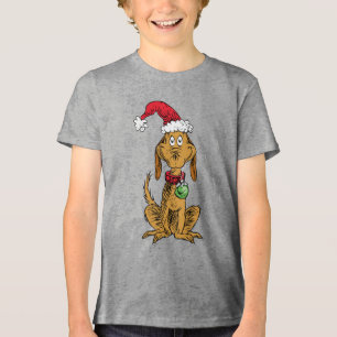 Max de hond met kerstmuts Tri-Blend shirt