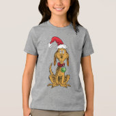 Max de hond met kerstmuts Tri-Blend shirt (Voorkant)