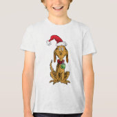 Max de hond met kerstmuts Tri-Blend shirt (Voorkant)