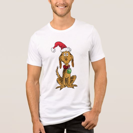 Max de hond met kerstmuts Tri-Blend shirt (Voorkant)