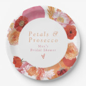 MAX Helder bloemendecor & Prosecco Bruiloftsfeest Papieren Bordje (Voorkant)