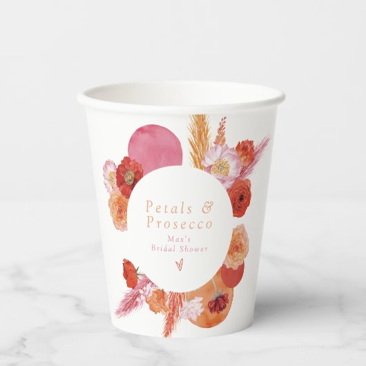 MAX Helder Bloemenkronen & Prosecco Bruiloftsfeest Papieren Bekers (Voorkant)