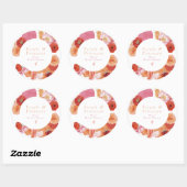 MAX Helder Bloemenkroon & Prosecco Bruiloftsfeest Ronde Sticker (Vel)