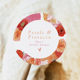 MAX Helder Bloemmotief & Prosecco Bruiloftsfeest Ronde Sticker