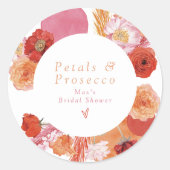 MAX Helder Bloemmotief & Prosecco Bruiloftsfeest Ronde Sticker (Voorkant)