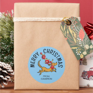 Max Kerst Poinsettia Kerstcadeau-label Ronde Sticker