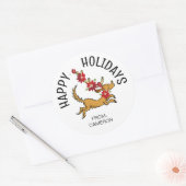 Max Kerst Poinsettia | Kerstcadeautag Ronde Sticker (Envelop)