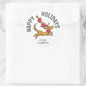 Max Kerst Poinsettia | Kerstcadeautag Ronde Sticker (Tas)