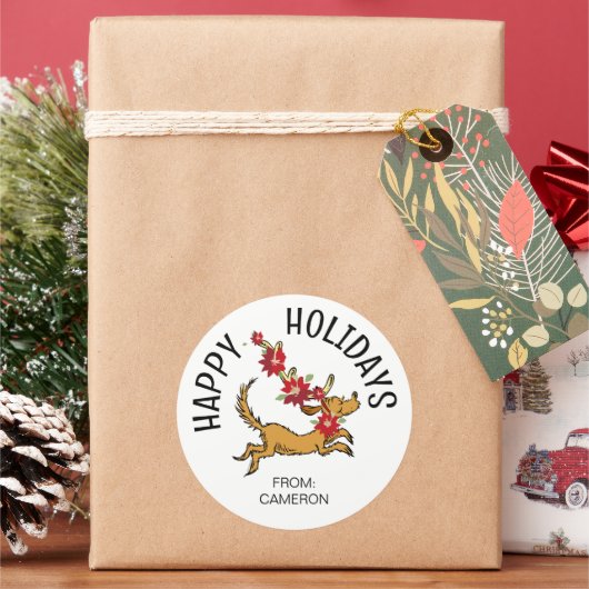 Max Kerstmis Poinsettia | Christmas Gift Label (Feestdagen)