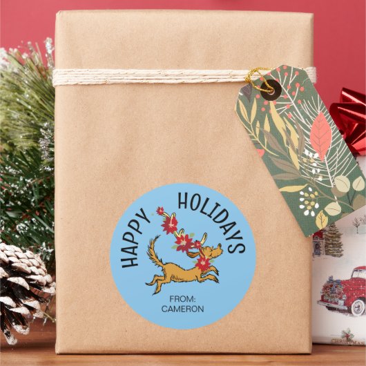 Max Kerstmis Poinsettia | Christmas Gift Label (Feestdagen)