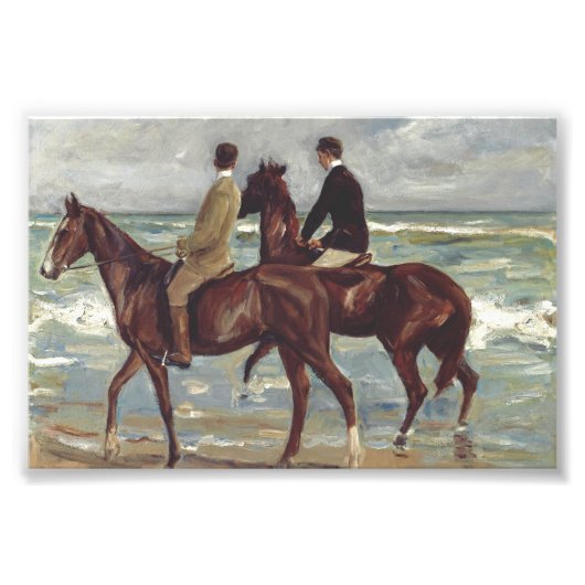 Max Liebermann: Twee ruiters op het strand Kunst Foto Afdruk (Voorkant)