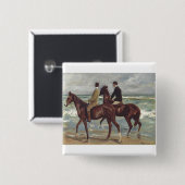 Max Liebermann: Twee ruiters op het strand Kunst Vierkante Button 5,1 Cm (Voorkant /achterkant)