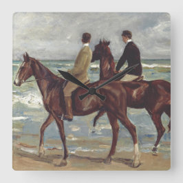 Max Liebermann: Twee ruiters op het strand Kunst Vierkante Klok