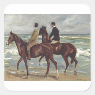 Max Liebermann: Twee ruiters op het strand Kunst Vierkante Sticker