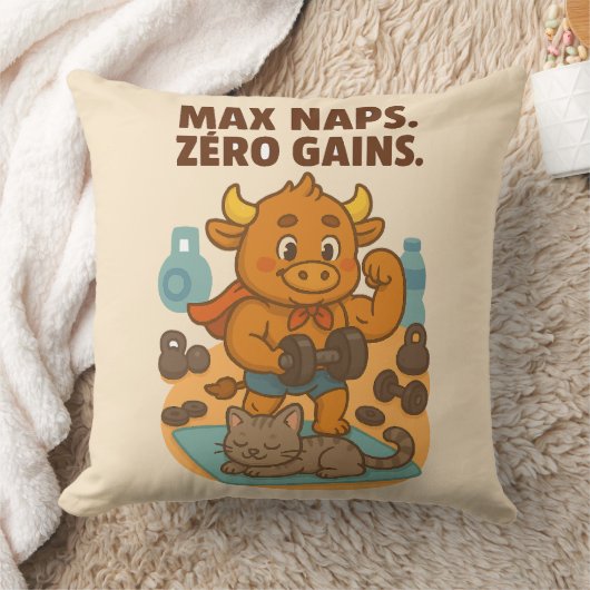 Max Naps Zero Gains – Bullio Grappig Sierkussen (Deken)
