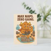 Max Naps, Zero Gains - Grappig Bullio Gym Briefkaa Briefkaart (Staand voorkant)