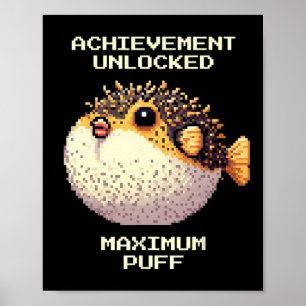 Max Puff behaalde Pixel Pufferfish Retro Gamer Art Poster