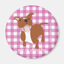 Max | Roze Gingham 2¼ inch ronde magneet