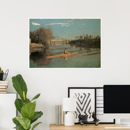 Max Schmitt in een Single Scull, 1871 Thomas Moran Poster (Thuiskantoor)
