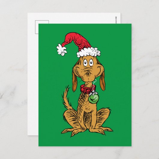 Max the Dog in Santa Hat Briefkaart (Voorkant / Achterkant)