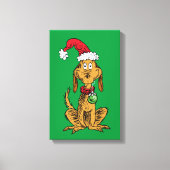 Max the Dog in Santa Hat Canvas Afdruk (Voorkant)