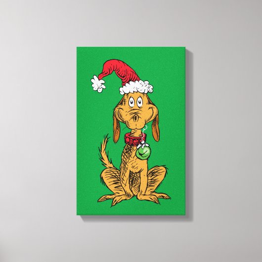 Max the Dog in Santa Hat Canvas Afdruk (Voorkant)
